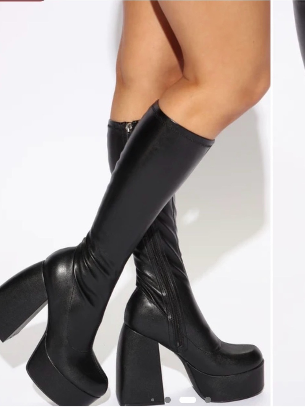 Fashion Nova Black Knee-High Platform Boots